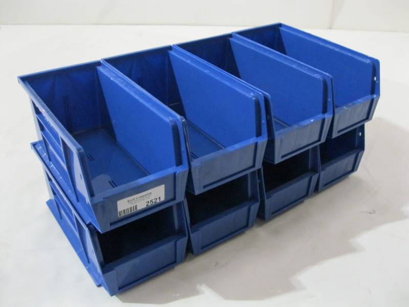 lot 2521 image: Plastic Shelf Bin 11x5x5 Stackable Storage Set of 8