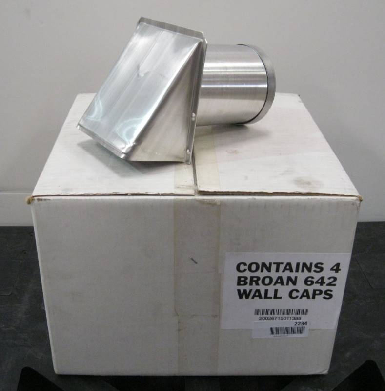 lot 2234 image: Broan #642 Wall Cap, Aluminum, 4 Round Duct Set of 4