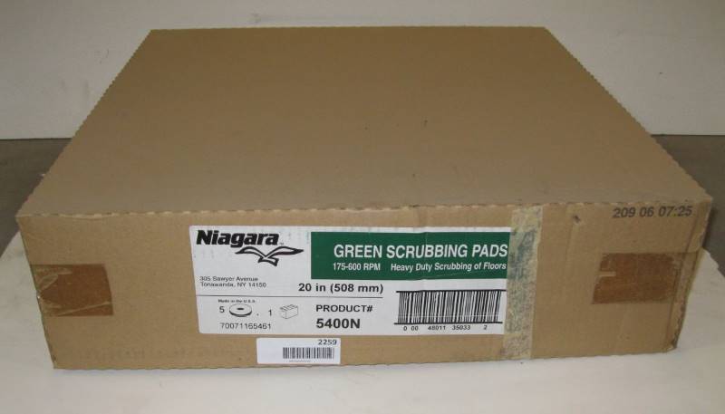 lot 2259 image: Niagara 20 Green Scrubbing Pads Box of 5