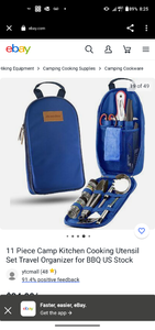 lot 39251 image: 11 Piece Camp Kitchen Cooking Utensil Set Travel Organizer for BBQ