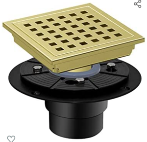 lot 39258 image: Fibetter Square Shower Drain with Flange Base, 4x4 Inch Removable SUS 304 Stainless Steel Shower Floor Drain kit, Hair Catcher Shower Drain with Accessories
