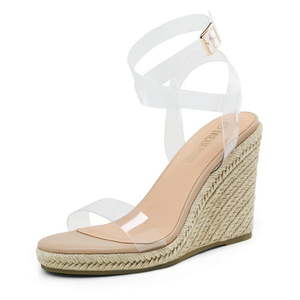 lot 39265 image: Dream Pairs Womens Open Toe Espadrilles Dressy Platform Sandals Buckle Ankle Strap Stylish Wedges Sandals SDPW2211W CLEARNUDEPU Size 9