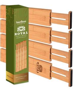 lot 39268 image: Royal Craft Wood Adjustable Drawer Dividers Organizers, Set of 4 Piece