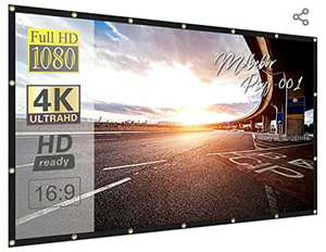 lot 39273 image: Mdbebbron 150 inch Projection Screen 169 Foldable Anti-Crease Portable Projector Movies Screen for Office Home Theater Outdoor Indoor Support Double Sided Projection Light