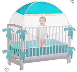lot 39275 image: Baby Crib Tent Cover to Keep Baby from Climbing Out, Pop Up Safety Crib Net Canopy for Boys,Girls,Toddler, Mesh Mosquito Net for Crib,Baby Bed,Crib Height Extender to Keep Infant in