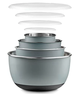lot 39276 image: lDouble Wall Stainless Steel Mixing Bowls with Airtight Lids (Set of 4) Nesting Bowls for Space Saving Storage - Non-Slip Bottoms for Stability - Mixing Bowl Set For Cooking, Baking & Food Storage.