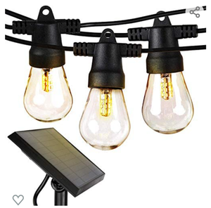 lot 39281 image: 16 Ambience Pro Solar Powered Outdoor String Lights - Commercial Grade Patio Lights with 50 Ft Edison Bulbs - Shatterproof LED Solar String Lights for Outdoors - 2W LED, Warm White Light