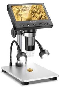 lot 32234 image: Elikliv EDM4S Coin Microscope for Error Coins, 4.3 1000X LCD Digital Microscope with Screen 1080P USB Microscope Camera, 10 LED Fill Lights, Metal Stand, PC View, Compatible with WindowsOs