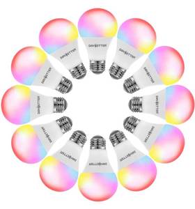 lot 32239 image: DAYBETTER Tuya Smart Light Bulbs, RGBW WiFi Color Changing Led Bulbs Compatible with Alexa and Google Home Assistant, A19 E26 9W 800LM Multicolor Led Light Bulb, No Hub Required, Light Bulbs 12 Pack