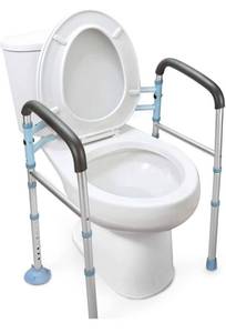 lot 32243 image: OasisSpace Stand Alone Toilet Safety Rail - Heavy Duty Medical Toilet Safety Frame for Elderly, Handicap and Disabled - Adjustable Bathroom Toilet Handrails, Width Adjustable Design, Fit Any Toilet