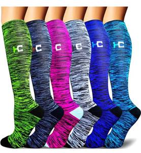 lot 32272 image: 6 Compression Socks Women & Men 20-30mmHg - Best Support for Running,Sports,Hiking,Flight Travel,Circulation Size LXL