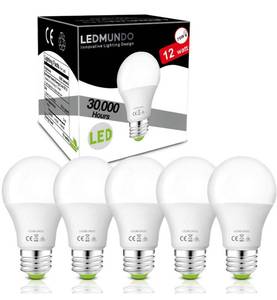 lot 32277 image: 12V-24V ACDC 12W LED Edison Bulbs, Daylight 5000K, 1050 Lumens A19 E26 Light Bulbs, Low Voltage Light Bulbs for Off Grid Solar Lighting Marine Boat RV 12V-24V Interior Lighting for Camper, 5 Pack