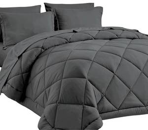lot 38335 image: CozyLux FullQueen Comforter - Dark Grey - Comforter Only