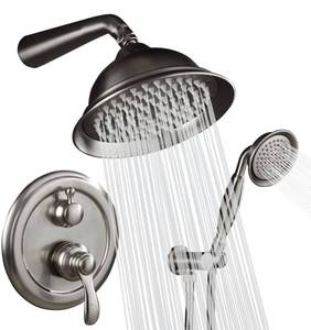 lot 38338 image: Shower System, Shower Faucet Sets Complete with Wall Mounted Shower Fixtures Rough-In Valve Body and Trim Kit (Brushed Nickel)