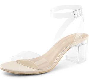lot 38368 image: DREAM PAIRS Womens Open Toe Ankle Strap Low Block Chunky Heels Sandals - Size 6