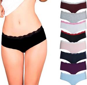 lot 38372 image: Emprella Womens Lace Underwear Hipster Panties Cotton-Spandex - Size Large