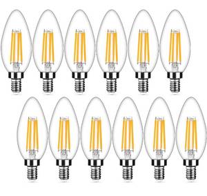 lot 38385 image: 12-Pack Dimmable E12 LED Candelabra Bulbs 40Watt Equivalent, 2700K Warm White, 450Lumens, 4W B11 Vintage Chandelier Light Bulbs, LED Filament Clear Glass Candle Lamp for Ceiling Fan Home Decor
