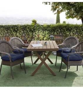lot 42112 image: Lot of 4 Sweet Home IndoorOutdoor Seat Cushion in Blue 19 x 19 x 5 Thickness