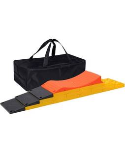lot 42144 image: Homeon Wheels RV Leveling Blocks, Heavy Duty Camper Leveling Blocks and Chocks Anti-Slip Pads One Top Tire Saver Ramp, 3 Black Slanted Ramps, 9 Interlocking Leveling Blocks with Storage Bag (WH-203P)