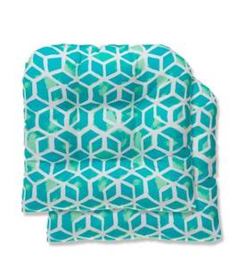 lot 42152 image: Lot of 2 Glasgow Blue Geometric Outdoor Seat Cushion