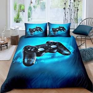 lot 42159 image: Gaming Bedding Set Twin Blues. includes Comforter and One Pillow Case