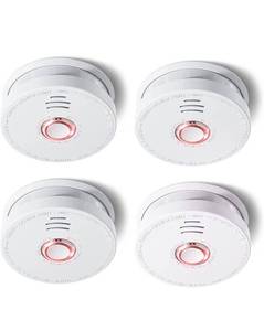 lot 42161 image: SITERLINK Smoke Detectors Battery Operated, Smoke Alarm with Test-Silence Button, Photoelectric Sensor Fire Alarms Smoke Detectors with LED Lights, UL Listed Fire Alarm for House, GS528A, 4 Packs