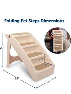 lot 42165 image: PetSafe CozyUp Folding Dog Stairs - Pet Stairs for IndoorOutdoor at Home or Travel - Dog Steps for High Beds - Pet Steps with Siderails, Non-Slip Pads - Durable, Support up to 150 lbs - Large, Tan