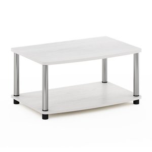 lot 42167 image: Furinno Turn-N-Tube No Tools 2-Tier Elevated TV Stands White OakChrome