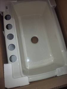 lot 8343 image: Kohler K-5864-5U Cape Dory 33 Single Basin Under-Mount Enameled Cast-Iron Kitchen Sink -