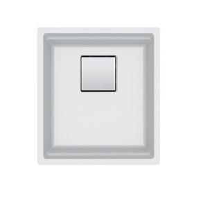 lot 8361 image: Peak Collection PKG11014PWT 16.1 x 18.1 Polar White Granite Undermount Single Bowl Kitchen