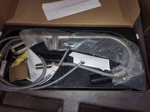 lot 8440 image: Signature Hardware Ravenel Single-Hole Pull Down Kitchen Faucet-Stainless Steel