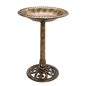 lot 42500 image: Kky 28 Inch Bird Bath Outdoor Garden Resin Lightweight Retro Courtyard Art Copper Color