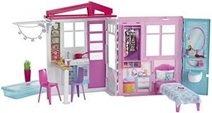 lot 42528 image: Barbie Dollhouse, Portable 1-Story Playset
