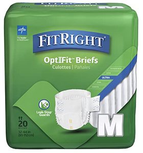 lot 42544 image: FitRight Ultra Adult Diapers, Disposable Incontinence Briefs, Heavy Absorbency, Medium, 32-42in.,