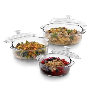 lot 42558 image: Libbey Bakers Basics 3-Piece Glass Casserole Baking Dish Set