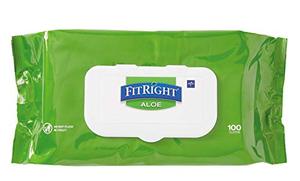 lot 42559 image: Medline FitRight Aloe Personal Cleansing Cloth Wipes, Unscented, 6 pack
