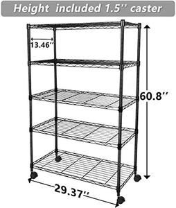 lot 42573 image: Yssoa Heavy Duty 5-Shelf Shelving Unit,5 Tier, Black