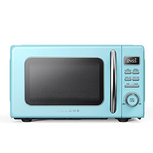 lot 42605 image: Galanz Retro Countertop Microwave Oven, 0.9 cu ft, Blue