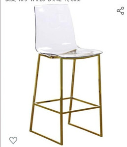 lot 42666 image: Meridian Furniture Modern Contemporary Acrylic Counter Stool, Gold