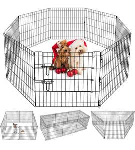 lot 42689 image: Amozon Basics 24in.Dog Playpen, 8 Panels, with door