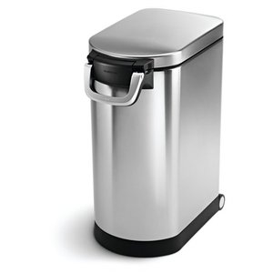 lot 42701 image: Simplehuman 30 Liter, 32 lb, Large Pet Food Storage Container, Brushed Stainless Steel