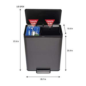 lot 42716 image: Rubbermaid Elite Stainless Steel Metal Dual Stream Step-On Trash Can