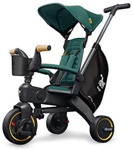 lot 100 image: Doona Liki Trike S5 - Premium Foldable Push Trike and Kids Tricycle for Ages 10 Months to 3 Years, Racing Green    (Retails $300)    (Factory sealed)