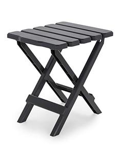 lot 26495 image: Camco Portable Adirondack Folding Side Table  Easy Set-Up  Perfect for the Beach, Camping, Picnics, Cookouts & More  Weatherproof & Rust Resistant, Charcoal (21043)