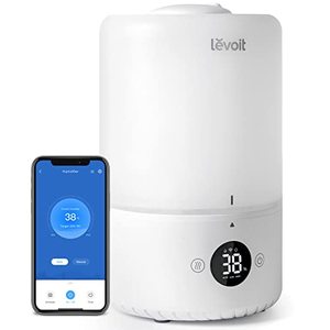 lot 26502 image: LEVOIT Smart Cool Mist Humidifiers for Bedroom, Top Fill Essential Oil Diffuser with Sensor, Auto Humidity Adjustment, Remote Control, Ideal for Baby Nursery and Plants, Super Quiet, 3L, White