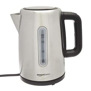 lot 26523 image: Amazon Basics Stainless Steel Fast, Portable Electric Hot Water Kettle for Tea and Coffee, 1.7-Liter, Silver