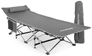 lot 26790 image: Camping Cot Deluxe Collapsible Single Person Bed in a Bag wPillow for Indoor & Outdoor Use Ultra Lightweight, Comfortable, Heavy Duty Design Holds Adults & Kids Up to 300 Lbs.