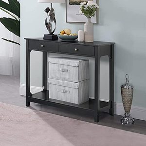 lot 26797 image: TaoHFE Console Table for entryway with 2 Drawers, Sofa Entryway Table with Storage Drawers for Small Hallway, Black