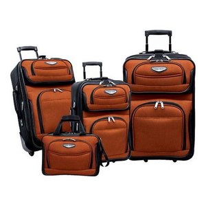 lot 26826 image: Travelers Choice Amsterdam 4pc Travel Luggage Set, Orange