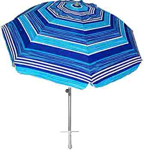 lot 26829 image: AMMSUN 7ft Heavy Duty High Wind Beach Umbrella with sand anchor & Tilt Sun Shelter, UV 50 Protection Outdoor Sunshade Umbrellas and Parasols with Carry Bag for Patio Garden Beach Pool Backyard